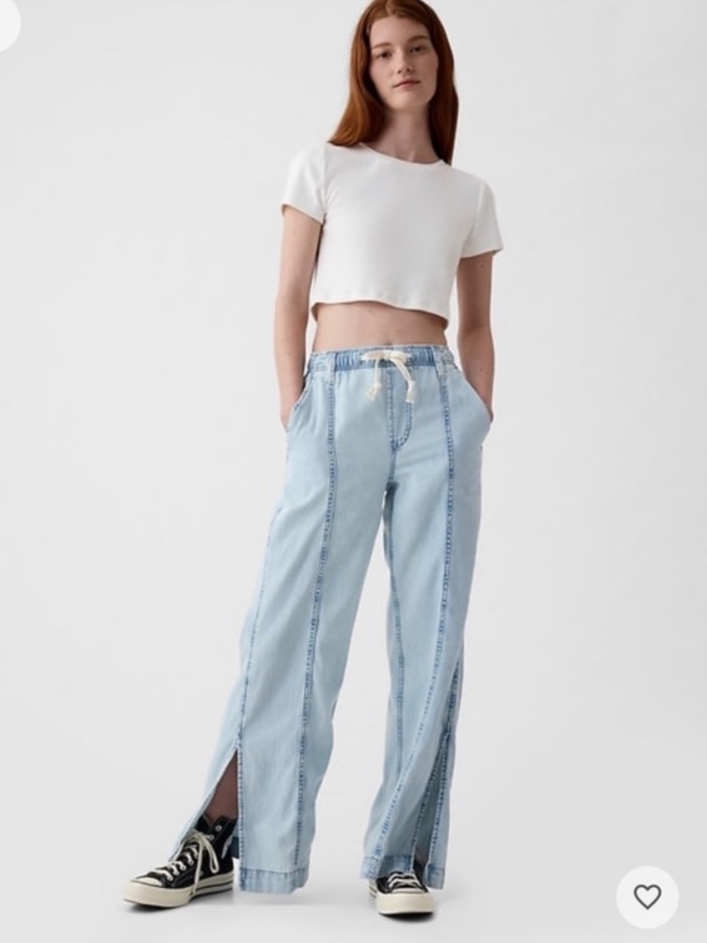 Gap denim easy wide leg size small tall light blue
